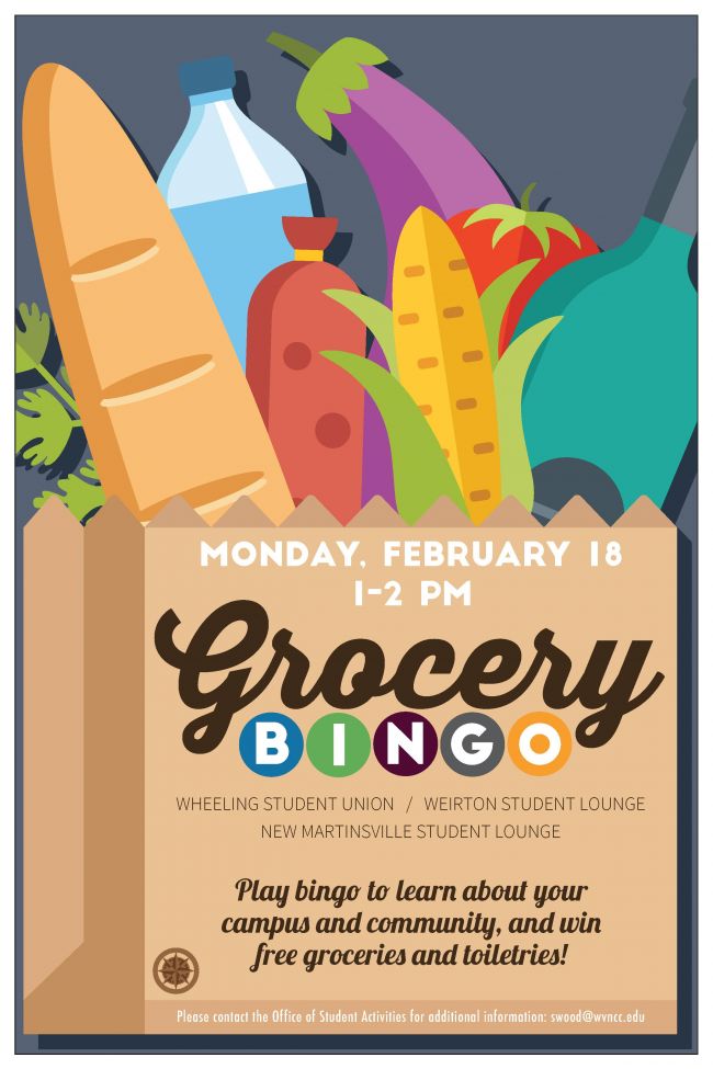 Calendar TriCampus Grocery Bingo WVNCC West Virginia Northern