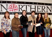 WVNCC presents items collected and a check to the Greater Wheeling Coalition for the Homeless. (L to R) Joyce Britt, faculty advisor, SCARSI, Misty Pullen, WVNCC student & SCARSI Club member, Eden Plogger, WVNCC student & SCARSI Club member, Dr. Vicki L. Riley, president of WVNCC, Lisa Badia, executive director of the Greater Wheeling Coalition for the Homeless, Jordan Harris, program director for the Greater Wheeling  Coalition for the Homeless.