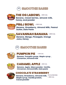 Menu for LaBowls