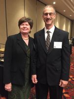 Gary Weisner, at right, meets in Charleston with Dr. Vicki L. Riley, president of West Virginia Northern Community College, when he was named the college’s Outstanding Contributor for 2015-16. The award was presented to Weisner during the annual conference of the West Virginia Community College Association.