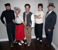 Cast members of Mystery Theatre Unlimited’s dinner theatre show “Johnny B. Dead” are, from left, Bert Furioli as Bongo, Butch Maxwell as Johnny Armstrong, Renee Zelinski as Joanie Chachi, Josh DeBeni as Popov Smirnoff and Michael Moran as Special Agent Jack Storm. The show will be presented beginning at 6:30 p.m. Oct. 24 at the Mollohan Center as a fund-raiser for West Virginia Northern Community College’s New Martinsville campus.