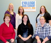 A College Goal Sunday workshop will be held from 1-4 p.m. Sunday, Feb. 9, in Room 219 of the B&O Building at West Virginia Northern Community College’s Wheeling campus. Financial aid experts from WVNCC, West Liberty University and Wheeling Jesuit University are scheduled to assist those filling out FAFSA forms. WVNCC personnel, standing, from left, are Alicia Frey, associate director of financial aid; Kelly Herr, project coordinator/financial aid; and Tami Becker, counselor. Seated, from left, are Janet Fike, vice president of student services/director of financial aid; Dawn Barcus, student recruiter; and Sarah Griffith, financial aid assistant III.